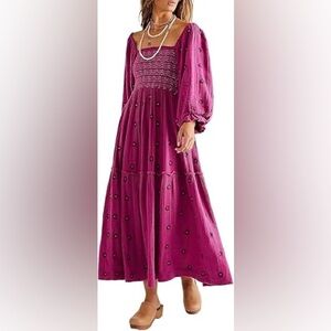 Floral Print Bohemian Midi Dress